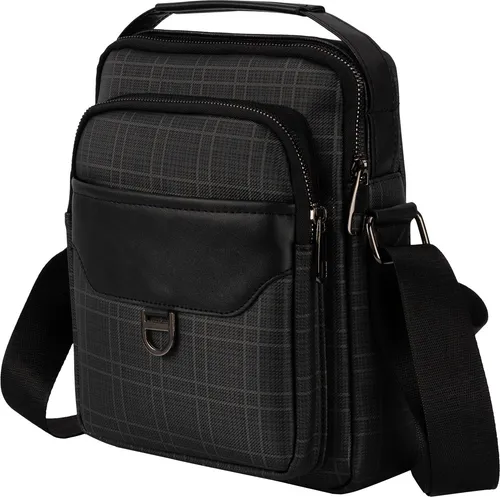 EAAKIE Herrentasche Flugbegleiter Schultertasche Umhängetasche Schwarz