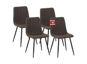 Albatros International Esszimmerstuhl GARDA 4er Set - Braun, Modern & Bequem - Stühle, modernes Vintage Design mit robuster, pflegeleichter Polsterung und ergonomischer Rückenlehne für optimalen Sitzkomfort.