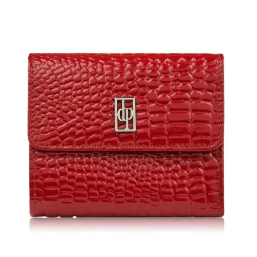 Geldbörse Damen Leder klein Croco mit RFID Schutz Paolo Peruzzi AL-03 (Rot)