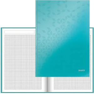 Leitz Notizbuch WOW, 46261051, eisblau, A4, Hardcover, mit laminiertem Kartoneinband, 80 Blatt, kariert