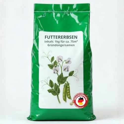 Samenshop24® Futtererbsen, Gründünger & Bodenkur, Inhalt: 1kg für 75 m², nicht winterharte Gründüngungspflanze, wertvolles Futtermittel