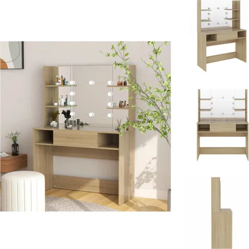 vidaXL Schminktisch mit LED-Beleuchtung 100x40x135 cm MDF Eiche-Optik - Schminktische