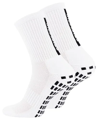 STARK SOUL Rutschfeste Sportsocken für Fußball & Sport – Anti-Rutsch Grip-Socken für besseren Halt - Weiss, Gr. 39-42