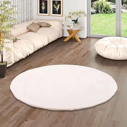 Pergamon Luxus Super Soft Fellteppich Plush Creme Rund in 3 Größen
