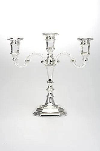 Versilberter 3-armiger Kerzenleuchter – 25 cm hoch in silber von SILBERKANNE