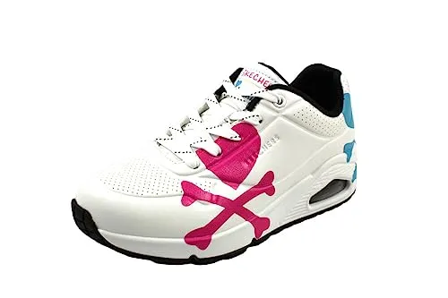 Skechers Damen UNO-Crossing Hearts Sneaker - Weiß, 36 EU - Damen-Sneaker mit flexibler Traktions-Laufsohle und Airbag-Zwischensohle für optimalen Komfort und Unterstützung.