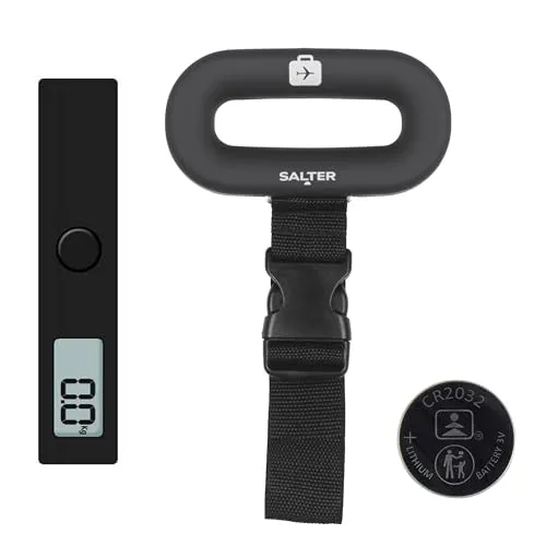 Salter Digital Luggage Scale - Gepäckwaagen mit einer Kapazität von bis zu 40 kg und einem komfortablen, leichten Design. Ideal für sicheres Wiegen von Handgepäck und Koffern unterwegs.