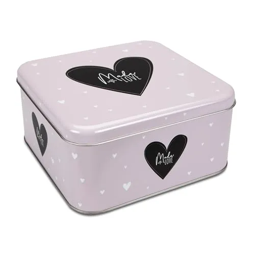 Städter Gebäckdose Made with Love Quadratisch Keksdose Vorratsdose Lila 16.5 cm