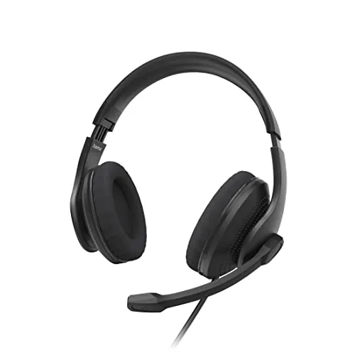 Hama HS-P200 V2 - Kabelgebundenes Over-Ear Headset mit Mikrofonarm, extra langem Kabel und stufenloser Lautstärkeregelung für hohen Komfort und Flexibilität