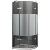 Dein Bau Projekt Dusche Eck-Viertelkreis Teilsatiniert 80 x 195 x 80 cm - Elegante Duschkabine für ein zeitloses Badezimmer. Mit hochwertigem Sicherheitsglas und flexiblem Montageoptionen bietet sie Komfort und Funktionalität in jedem Raum.