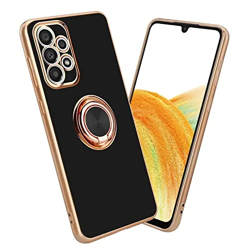 Cadorabo Hülle kompatibel mit Samsung Galaxy A33 5G Schutzhülle TPU Silikon Case mit Ring Design mit Kameraschutz Slim Kratzfest Weiche Gummi mit Rundumschutz Case Hülle für Galaxy A33 5G in Schwarz