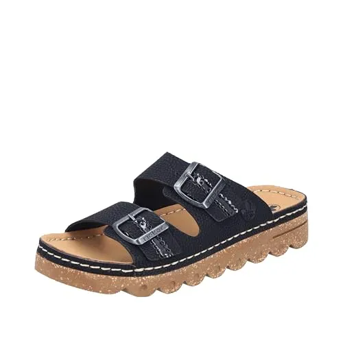 RIEKER Pantolette mit verstellbaren Schnallen, Gr. 39, schwarz - Wanderschuhe aus Lederimitat, ideal für komfortable Sommertage und perfekt anpassbar durch die verstellbaren Schnallen.