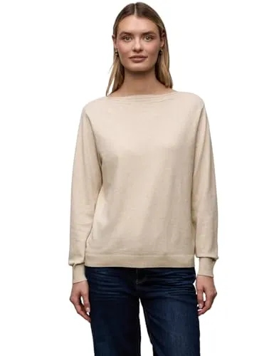 Street One Damen Basic U-Boot Pullover - Eleganter Strickpullover mit U-Boot-Ausschnitt und feinen Strukturdetails. Ideal für lässige Looks, aus weichem Viskosemix für hohen Tragekomfort.