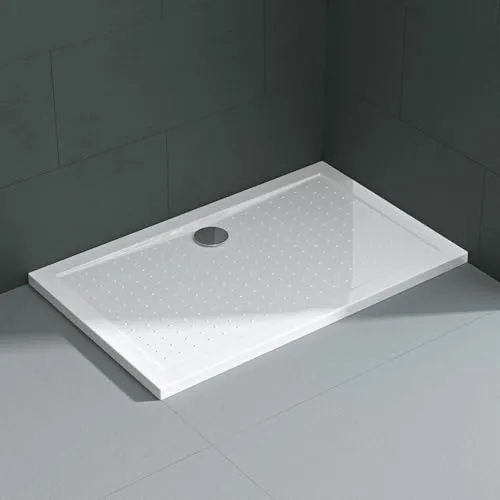 Mai & Mai Duschwanne 70x100cm - Antirutsch Duschtasse in Weiß - Duschkabine & -wände: Antirutsch Duschwanne Lucia, 70x100cm, 4cm hoch, ideal für sichere und komfortable Duscherlebnisse, inklusive Ablaufgarnitur.