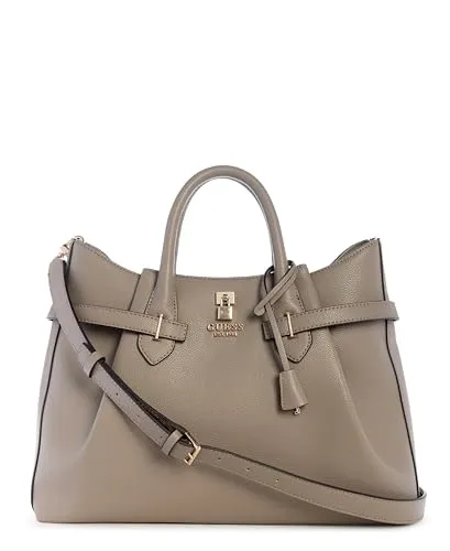 GUESS Handtasche Yesba Dark Taupe – Elegante Satchel Bag - Die GUESS Yesba Handtasche vereint stilvolles Design mit praktischem Stauraum. Verstellbarer Schultergurt und edle Applikationen machen sie zum perfekten Begleiter für jeden Anlass.