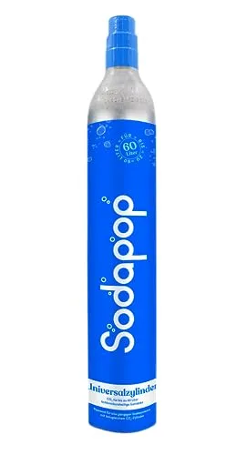 Sodapop Universal CO₂-Zylinder 425g - Wassersprudler: Nachhaltig und ergiebig für bis zu 60 Liter frisches Sprudelwasser, reduziert Plastikmüll und spart Geld beim Wassertransport.