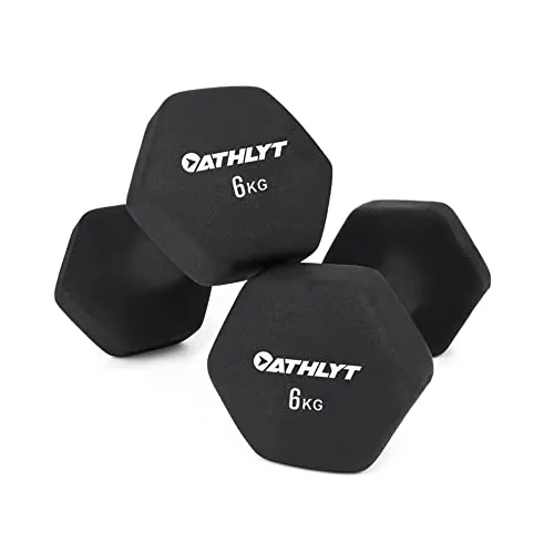 Athlyt Unisex's Neoprene Dip Dumbbell, Black, 2 x 6 kg | Dumbell set