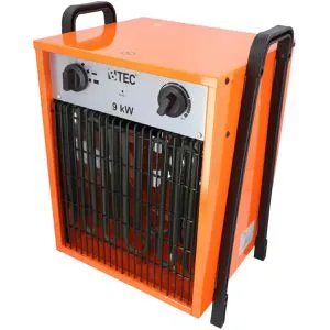 BTEC Heizlüfter 9000 Watt - Elektroheizer für Baustelle & Garage - Elektroheizkörper mit 2 Heizstufen (4,5 kW, 9 kW), ideal für schnelle Wärme auf Baustellen und in Werkstätten. Platzsparendes Design und Frostwächter-Funktion für vielseitigen Einsatz.