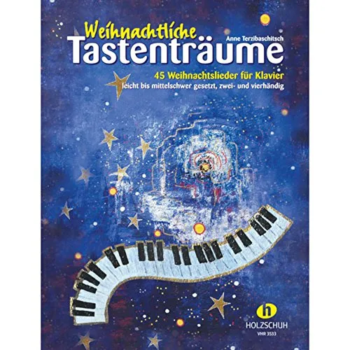 Weihnachtliche Tastenträume: 45 Weihnachtslieder für Klavier - Musiknoten für zwei- und vierhändige Klavierstücke, perfekt für die festliche Stimmung und leicht bis mittelschwer gesetzt.