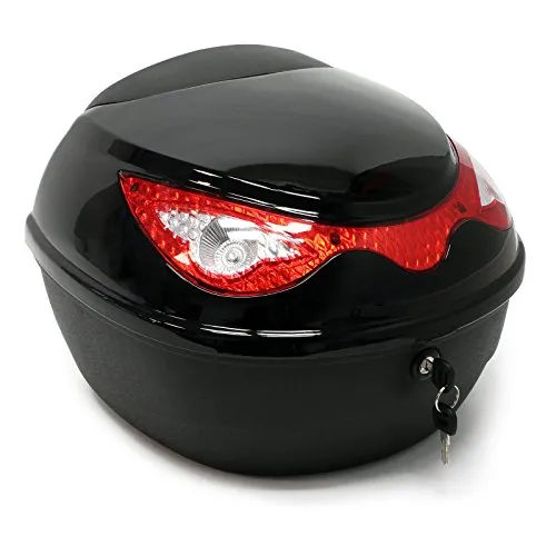 Wiltec Top Case 380x400x300 mm, 22 L, schwarz – abschließbarer Helmkoffer für Roller und Motorrad