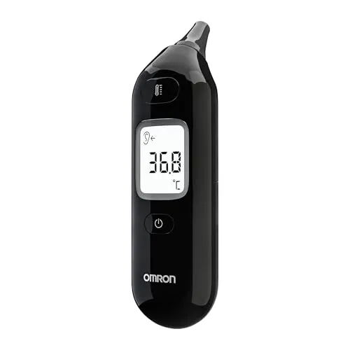 OMRON Gentle Temp 533 Digitales Infrarot-Ohrthermometer für Kinder und Erwachsene, schnelle 1-Sekunden-Messung und Sonde ohne Schutzhülle, Schwarz