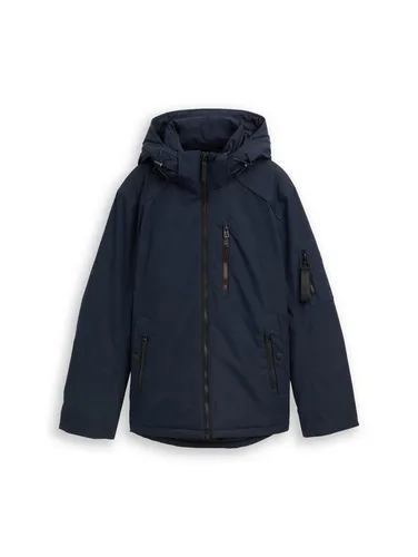 TOM TAILOR Herren Winterjacke 1047039 mit Abnehmbarer Kapuze - Funktionsjacke in Sky Captain Blue, wasserabweisend und mit praktischen Taschen für Handy und Schlüssel – ideal für kalte Herbst- und Wintertage.