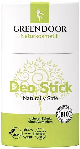 GREENDOOR Deo Stick naturally safe 50g, festes Deodorant mit frischem Duft, Bio Deostick ohne Aluminium für lange sichere Deo-Wirkung, unisex herren woman männer Deostift, vegan natürlich, plastikfrei