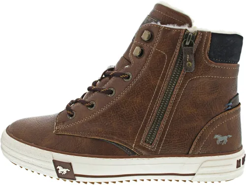 MUSTANG Herren High Top Sneaker Braun EU 44 - Herren-Sneaker mit warmem Futter und praktischem Reißverschluss, ideal für kühle Tage und lässige Outfits.