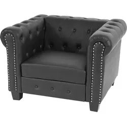 Luxus Loungesessel Chesterfield Kunstleder, schwarz - Eleganter Chesterfield Sessel mit extradicker Polsterung und edler Lederoptik. Ideal für stilvolle Wohnräume – bequem, pflegeleicht und nachhaltig.