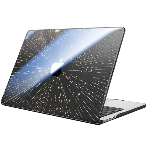Fintie Hülle Kompatibel mit MacBook Air 13,6 Zoll M5 M4 M3 M2 (2026-2022) A3449 A3240 A3113 A2681, Ultradünne Hartschale Schutzhülle Snap Cover Kompatibel mit MacBook Air 13, Sternschnuppe(Schwarz)