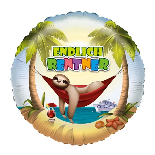 Karaloon aluminiumbeschichteter Folienballon Endlich Rentner Faultier