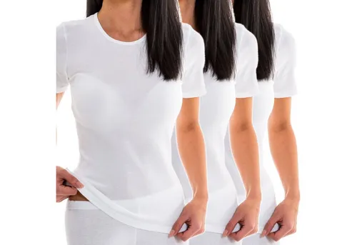 HERMKO Unterziehshirt 1800 3er Pack Damen - Unterhemden aus 100% Bio-Baumwolle, OEKO-TEX® zertifiziert, ideal für höchsten Tragekomfort und Nachhaltigkeit.
