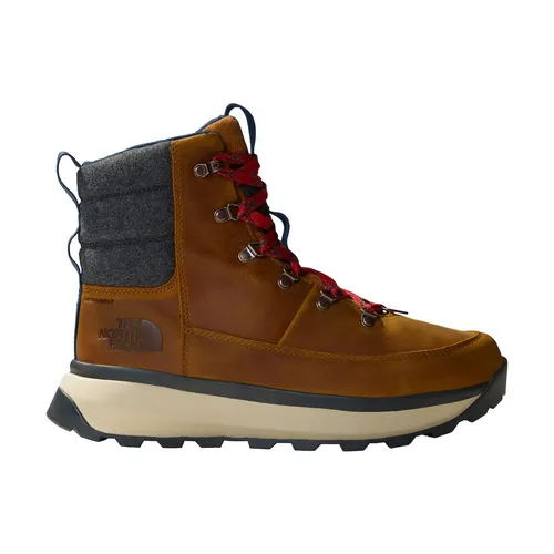 The North Face Mens Bergen Leather WP Stiefel - Timber Tan/TNF Red (8O1) - Herren Stiefel aus gewachstem Leder mit wasserdichter DryVent-Technologie und IcePick-Gummistollen für optimale Traktion bei Kälte und Nässe.