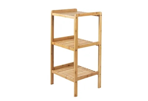 BURI Badezimmerregal aus Bambus – 3 Etagen, 78x37x33 cm - Das BURI Badezimmerregal aus hochwertigem Bambus bietet mit seinen drei stabilen Ablagen praktische Aufbewahrungslösungen in Bad, Flur oder Schlafzimmer. Ideal für Ordnung und eine natürliche Optik in jedem Raum.