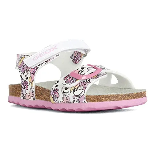 Geox Baby-Mädchen B CHALKI Girl Sandal, White/Fantasy, 22 EU