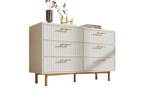 Odikalo Sideboard Schubladenkommode Kommode 6 Schubladenfür Schlafzimmer Highboard Weiß