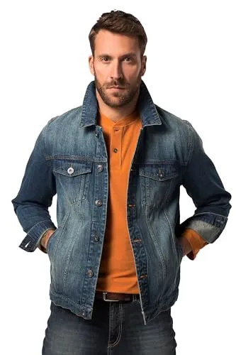 JP 1880 Herren Jeansjacke in Übergrößen L-8XL - Funktionsjacke aus hochwertigem Baumwoll-Denim, mit verstellbarem Saum und praktischen Brusttaschen für optimalen Tragekomfort.