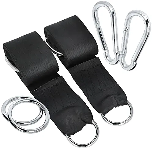 com-four® 6-teiliges Hängematte Befestigungs-Set - Aufhänge-Set für Hängematte und Schaukel - Montage Zubehör mit Gurten und Karabinern (06-teilig - für Hängematte)