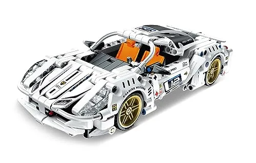 iM.Master - Weißer Super Car - Technic Auto Bausatz mit Pull Back Funktion - Klemmbausteine für Erwachsene und Kinder - 437 Teile - Maßstab 1:20 - STEM Lernspielzeug - Modell zum Bauen