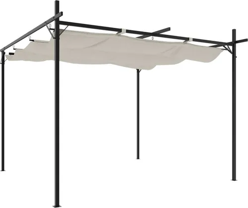 vidaXL Pergola mit Schiebedach Creme 295x292x230 cm - Pavillon mit UV-beständigem Schiebedach, ideal für Familienfeiern und entspannte Stunden im Freien. Robuste Stahl- und Aluminiumkonstruktion sorgt für Stabilität.