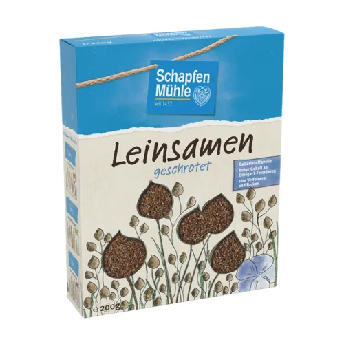 Schapfen Mühle Leinsamen geschrotet, 200 g Packung