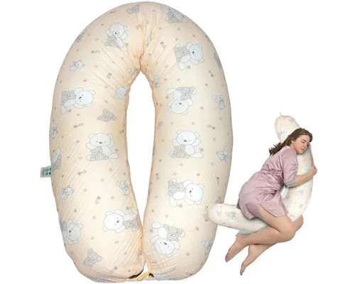 SEI Design Stillkissen Seitenschläferkissen XXL Babynest - Baby Erstausstattung Neugeborene, Schwangerschaftskissen mit Bezug, Musselin BIO Baumwolle