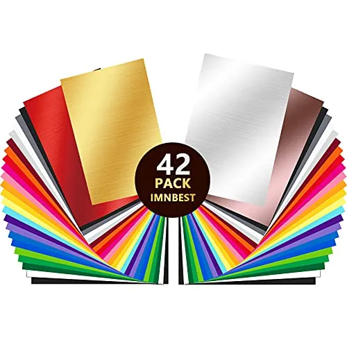ImnBest 42 Stück Selbstklebende Vinylfolie, 30.5 * 20.5 cm Vinyl Blätter für verschiedene Farbfolien für Cricut,Abziehbilder