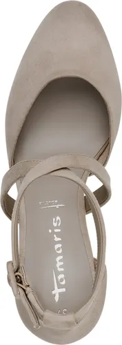 Tamaris Damen Pumps 1-24414-41, Taupe, 40 EU - Damen-Pumps mit eleganten Kreuzriemen und 70 mm Blockabsatz für stilvolle Eleganz. Die Touchit-Funktion sorgt für ein anpassungsfähiges Fußbett, ideal für festliche Anlässe.
