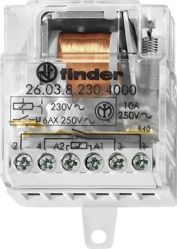 Finder Stromstoß-Schalter Unterputz 26.03.8.012.4000 1 Schließer, 1 Öffner 12 V/AC 10 2500 VA 1St.