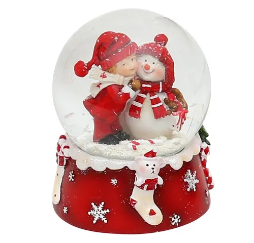 Dekohelden24 Schneekugel Schneemann mit Kind von Dekohelden24