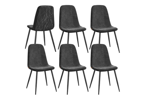 VASAGLE Esszimmerstuhl 6er Set - Eleganter Küchenstuhl mit Metallbeinen - Stilvolles 6er Set aus robustem Chenille und wasserabweisendem Polyurethan. Ergonomische Rückenlehne für hohen Sitzkomfort. Ideal für ein modernes Esszimmer und einfach in 5 Minuten montiert.