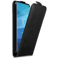 Cadorabo Hülle für Samsung Galaxy S10 4G Schutz Hülle in Schwarz Flip Etui Handyhülle Case Cover