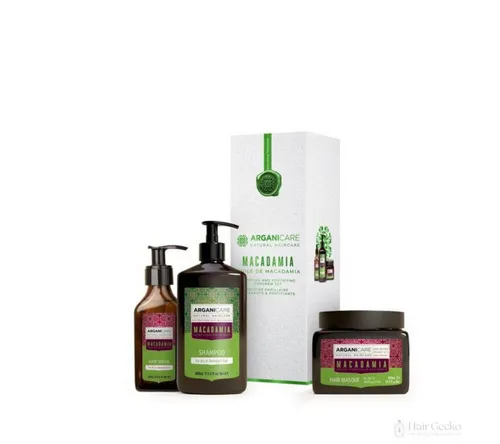 Arganicare Haarpflege-Set Arganicare Macadamia Trio - Haarpflege-Set für intensives Revitalisieren, angereichert mit Argan- und Macadamia-Öl. Ideal für trockenes, strapaziertes und coloriertes Haar, sorgt für Geschmeidigkeit, Glanz und Volumen.