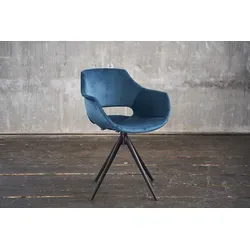 KAWOLA Stuhl ZAJA Esszimmerstuhl Velvet drehbar petrol in petrol von KAWOLA